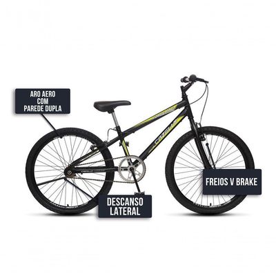 Bicicleta Force 1 Aro 24 Sem Marchas Freios V-brake Preto