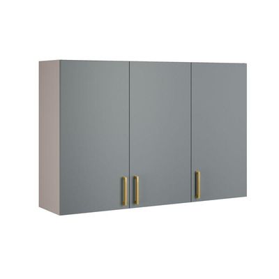Armário Aéreo Essence 3 Portas 120cm 100% Mdf - Itatiaia Fendi-gris