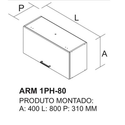 Armário Geladeira Essence Porta Basculante 80cm - Itatiaia Fendi-gris