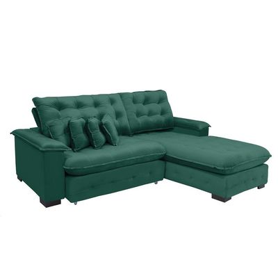 Sofá Berlin 2.65x1.70m Com Chaise Super Pillow Top - Verde