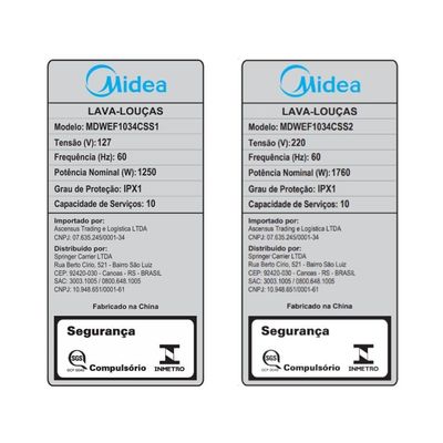 Lava Louças 10 Serviços Inox Smarthome Midea MDWEF1034CSS2 220V