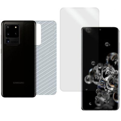 Película Hidrogel + Adesivo Fibra De Carbono Para Samsung Galaxy S20 Ultra - Transparente