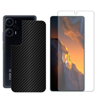 Película Hidrogel + Adesivo Fibra De Carbono Para Poco F5 - Preta