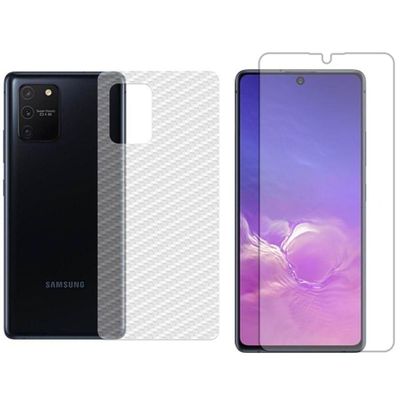 Película Hidrogel + Adesivo Fibra De Carbono Para Samsung Galaxy S10 Lite - Transparente