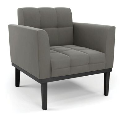 Sofá Namoradeira E 2 Poltronas Base De Madeira Preto Elisa Suede D03 - D'rossi Cor Grafite
