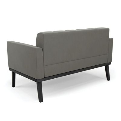 Sofá Namoradeira E 2 Poltronas Base De Madeira Preto Elisa Suede D03 - D'rossi Cor Grafite