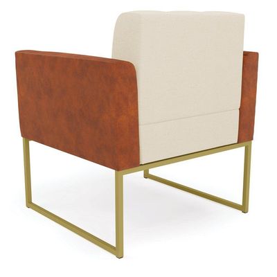 Poltrona Base Industrial Dourado Elisa Nozes-linho Bege A19 D03 - D'rossi