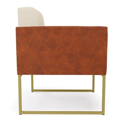 Poltrona Base Industrial Dourado Elisa Nozes-linho Bege A19 D03 - D'rossi