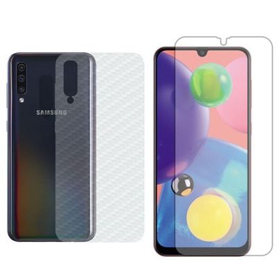 Película Hidrogel + Adesivo Fibra De Carbono Para Samsung Galaxy A70 - Transparente