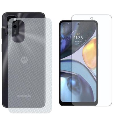 Película Hidrogel + Adesivo Fibra De Carbono Para Motorola Moto G22 - Transparente