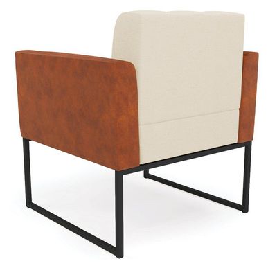 Poltrona Base Industrial Preto Elisa Nozes-linho Bege A19 D03 - D'rossi