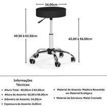 Kit Estética Com Banco Mocho E Carrinho Multiuso - Preto