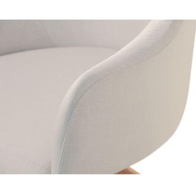 Conjunto Poltronas Decorativa Hera Linho Nude Com Base Giratória Em Madeira