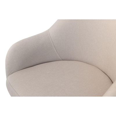 Conjunto Poltronas Decorativa Hera Linho Nude Com Base Giratória Em Madeira