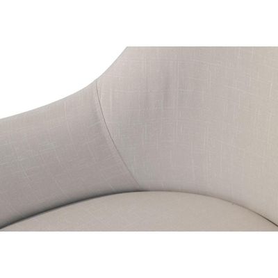 Conjunto Poltronas Decorativa Hera Linho Nude Com Base Giratória Em Madeira