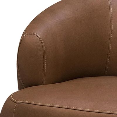Poltrona Decorativa Giratória Orgânica Para Sala Living Begur L06 Couro Marrom Claro - Lyam Decor
