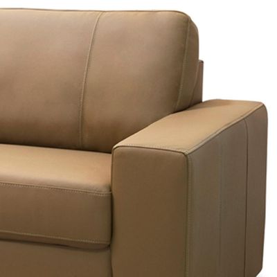 Sofá 3 Lugares Para Sala De Estar Living 205cm Aurora L06 Couro Marrom Claro - Lyam Decor
