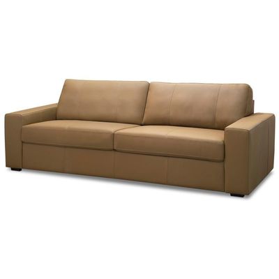 Sofá 3 Lugares Para Sala De Estar Living 235cm Aurora L06 Couro Marrom Claro - Lyam Decor