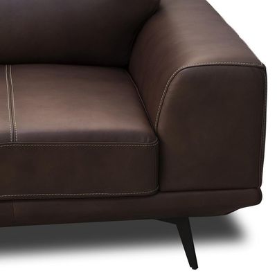 Sofá 3 Lugares Para Sala Living Industrial 216cm Cádis L06 Couro Marrom Escuro - Lyam Decor