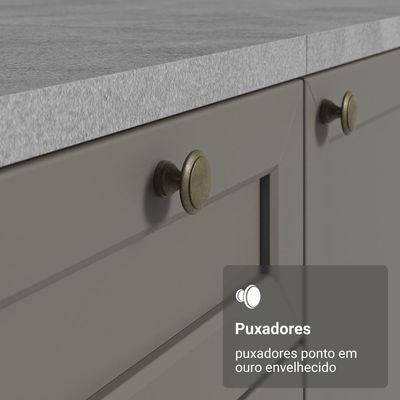 Armário De Cozinha Completa 310 Cm Vik Madesa 01 Branco/cinza
