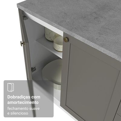 Armário De Cozinha Completa 310 Cm Vik Madesa 01 Branco/cinza