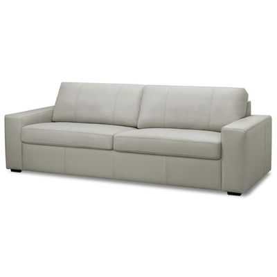Sofá 3 Lugares Para Sala De Estar Living 235cm Aurora L06 Couro Cinza Claro - Lyam Decor