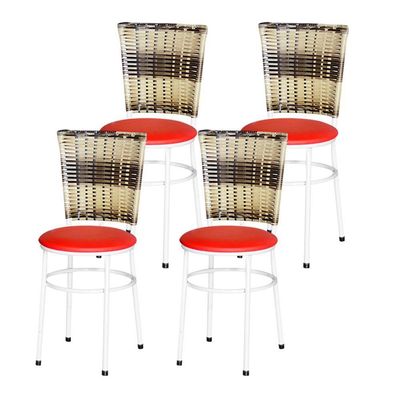 4 Cadeiras Para Mesa Branca Hawai Cappuccino Premium Cor:vermelho