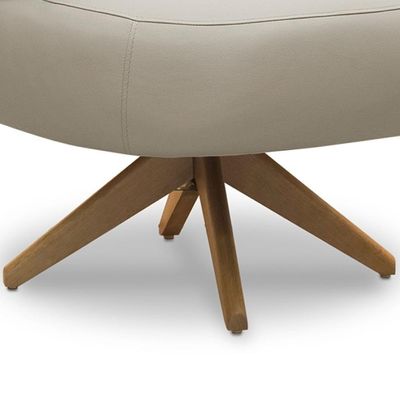 Poltrona Decorativa Giratória Orgânica Para Sala Living Zadok L06 Couro Cinza Claro - Lyam Decor