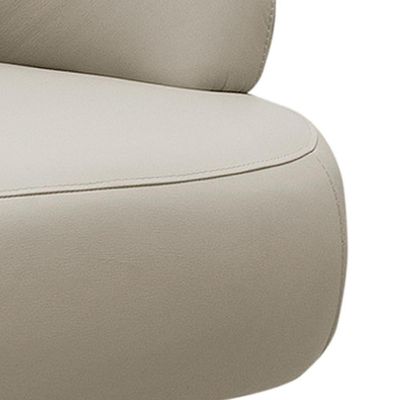 Poltrona Decorativa Giratória Orgânica Para Sala Living Zadok L06 Couro Cinza Claro - Lyam Decor