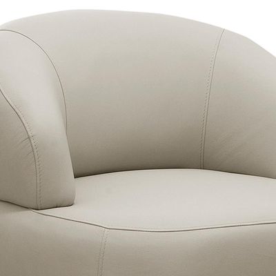 Poltrona Decorativa Giratória Orgânica Para Sala Living Zadok L06 Couro Cinza Claro - Lyam Decor