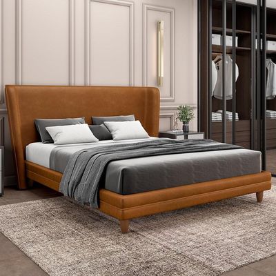 Cabeceira King Nilo 195cm Com Cama Pés Madeira Suném P05 Couríssimo Whisky - Lyam Decor