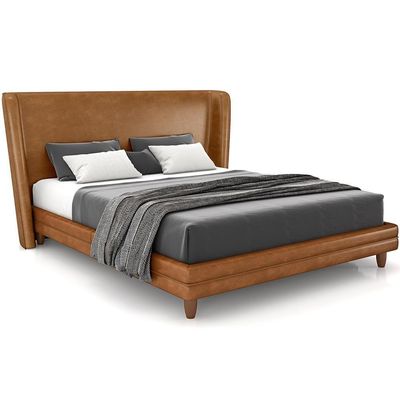 Cabeceira King Nilo 195cm Com Cama Pés Madeira Suném P05 Couríssimo Whisky - Lyam Decor