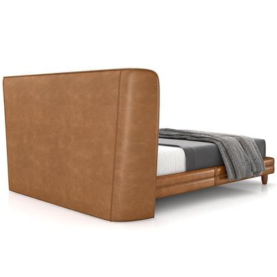 Cabeceira King Nilo 195cm Com Cama Pés Madeira Suném P05 Couríssimo Whisky - Lyam Decor