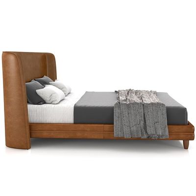 Cabeceira King Nilo 195cm Com Cama Pés Madeira Suném P05 Couríssimo Whisky - Lyam Decor