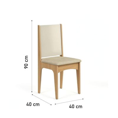 Conjunto Mesa De Jantar Moderno Sara Com 6 Cadeiras Estofadas Mel Off