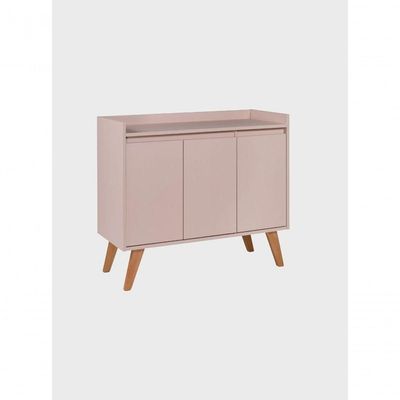 Aparador Buffet 90cm Retro Mdf Rosa Madri - On Móveis