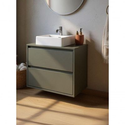 Gabinete Para Banheiro Com Cuba E Espelheira Com Led 60cm Mdf Verde Dubai - On Móveis