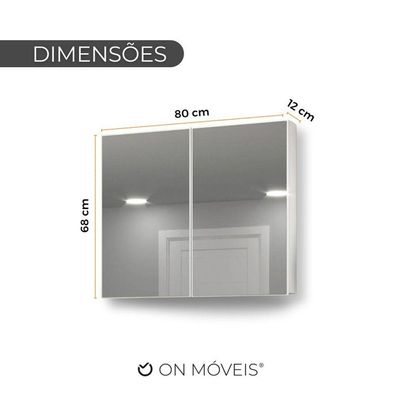 Armário Para Banheiro Com Espelho 80cm Mdf Branco - On Móveis