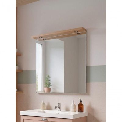 Espelho Para Banheiro Com Led 80cm Mdf Rosa - On Móveis