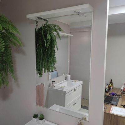 Espelho Para Banheiro Com Led 60cm Mdf Rosa - On Móveis