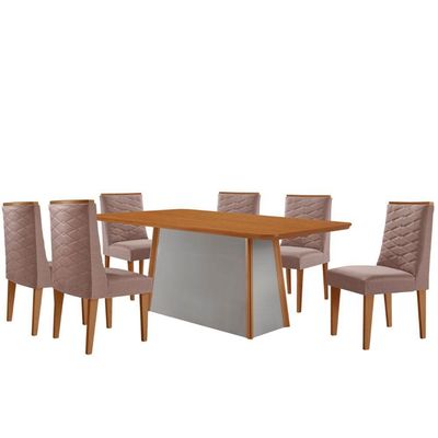 Mesa De Jantar Diane 180cm Tampo Mdf 6 Cadeiras Safira