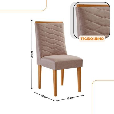 Mesa De Jantar Diane 180cm Tampo Mdf 6 Cadeiras Safira