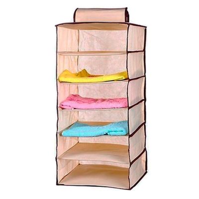 Organizador Guarda Roupa 6 Prateleiras Sapateira Vertical Closet Armário Cabide Portátil Mala Viagem