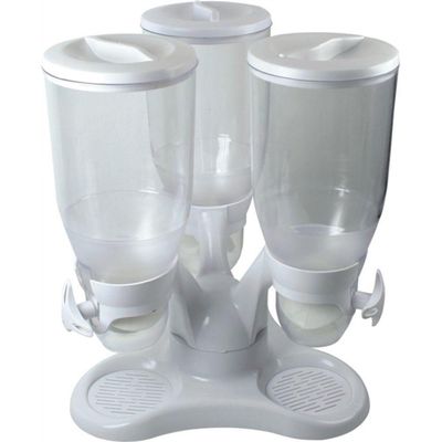 Dispenser Cereais Giratorio Porta Triplo Mantimentos E Alimentos Graos 3 Potes Mesa E Bancada Kangur