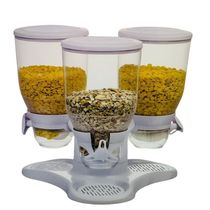 Dispenser Cereais Giratorio Porta Triplo Mantimentos E Alimentos Graos 3 Potes Mesa E Bancada Kangur