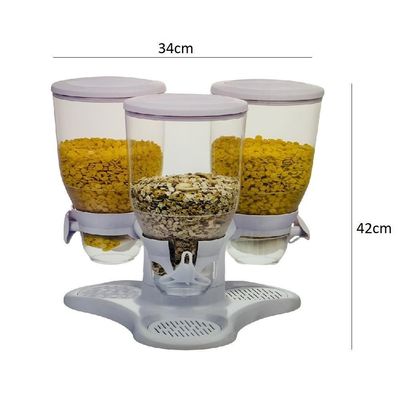 Dispenser Cereais Giratorio Porta Triplo Mantimentos E Alimentos Graos 3 Potes Mesa E Bancada Kangur
