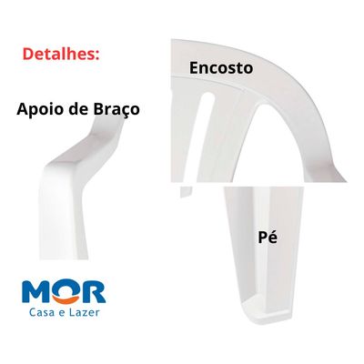 Cadeira Poltrona Plástico Mor Resistente C/ Braço Bela Vista