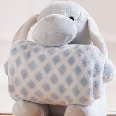 Bichinho De Pelúcia Fazenda New Com Manta Bebê 100x75cm Cachorrinho