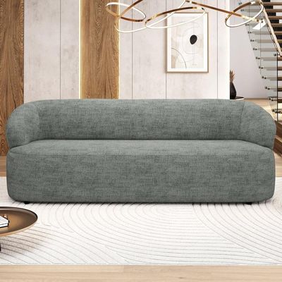 Sofá 3 Lugares Orgânico Sala De Estar Living 205cm Carmen F04 Linho Cinza - Lyam Decor