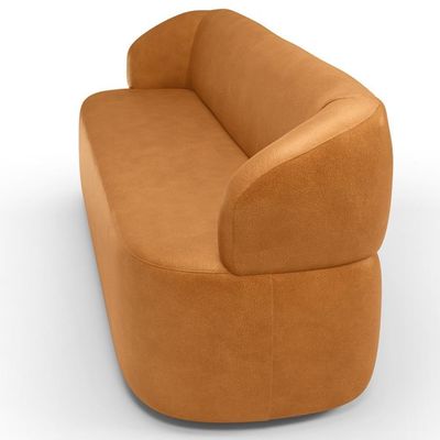 Sofá 3 Lugares Orgânico Sala De Estar Living 205cm Carmen F04 Couríssimo Whisky - Lyam Decor